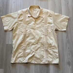 Men's Vintage Guyaberas Exclusive Colli Yellow 4-Pocket Safari Shirt Sz Large